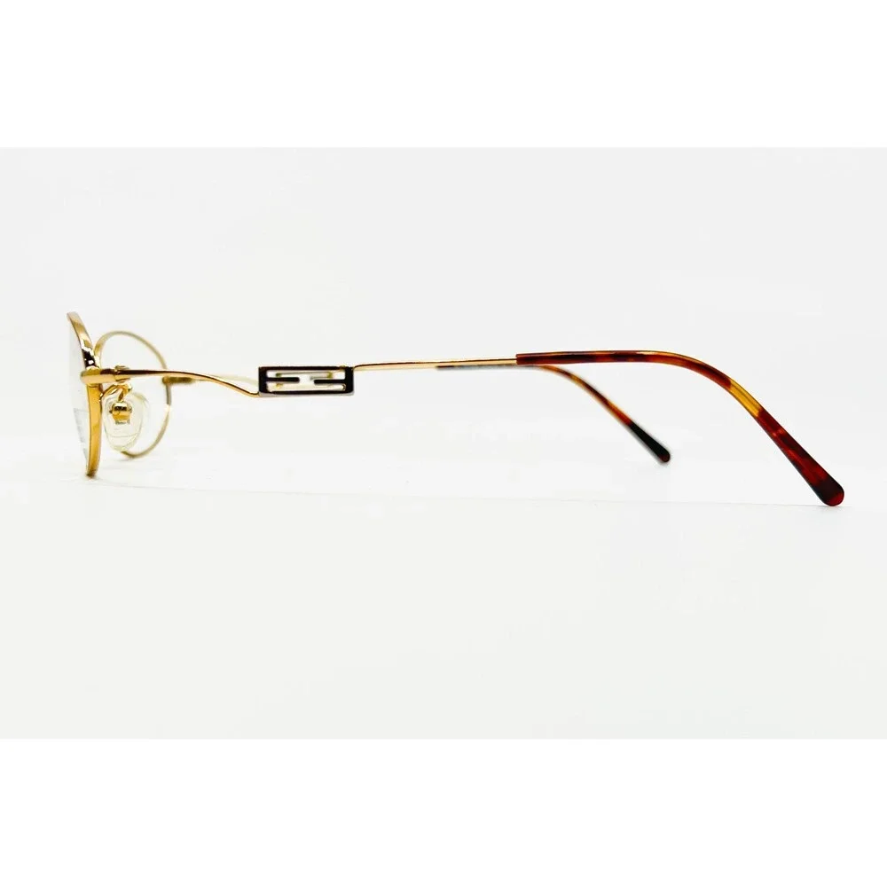 Fendi Eyeglasses Womens Gold Oval Frames F88 Golden Glimmer 48-18-135